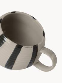 Handgemachte XL-Tasse Serina, Steingut, Hellbeige, Schwarz, Ø 11 x 9 cm, 510 ml