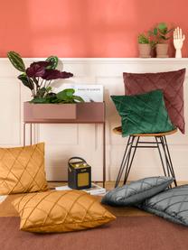 Fluwelen kussenhoes Nobless met verhoogd ruitjesmotief, 100% polyester fluweel, Oranje, B 50 x L 50 cm