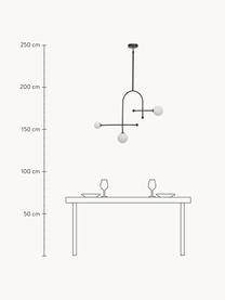 Lampada a sospensione grande in vetro opale Otis, Paralume: vetro opale, Struttura: metallo verniciato a polv, Baldacchino: metallo verniciato a polv, Nero, bianco, Larg. 82 x Alt. 120 cm