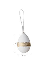 Decoratieve hangersset Luno, 2-delig, Kunststof, Wit, goudkleurig, Ø 4 x H 3 cm