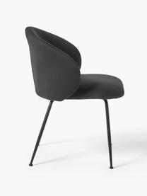 Gestoffeerde stoelen Luisa, 2 stuks, Bekleding: 100% polyester Met 20.000, Poten: gepoedercoat metaalkleuri, Geweven stof zwart, zwart, B 59 x D 59 cm