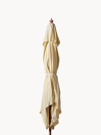 Ombrellone rotondo Lizzano, Ø 400 cm, Struttura: legno di eucalipto, Bianco crema, Ø 400 x Alt. 265 cm
