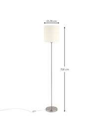 Stehlampe Mick, Lampenschirm: Textil, Lampenfuß: Metall, vernickelt, Weiß, Silberfarben, H 158 cm