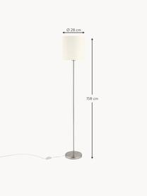 Lampadaire Mick, Blanc, argenté, haut. 154 cm