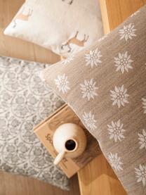 Kussenhoes Leonie met bloemmotief, Weeftechniek: jacquard, Zandkleurig, beige, 50 x 50 cm