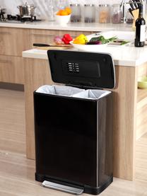 Papelera Recycle E-Cube, 28 L+18 L, Recipiente: acero, Negro mate, An 50 x F 35 cm, 28 L + 18 L