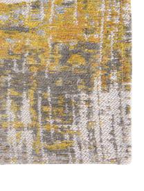 Tappeto di design Streaks, Retro: misto cotone, rivestito i, Giallo, grigio, Larg. 80 x Lung. 150 cm (taglia XS)