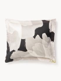 Poszewka na poduszkę z satyny bawełnianej Alyssa, Odcienie szarego, kremowobiały, S 40 x D 80 cm