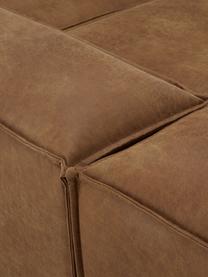 Diván modular grande de cuero reciclado Lennon, Tapizado: cuero reciclado (70% cuer, Estructura: madera maciza, madera con, Patas: plástico, Cuero marrón, An 357 x F 119 cm, respaldo izquierdo