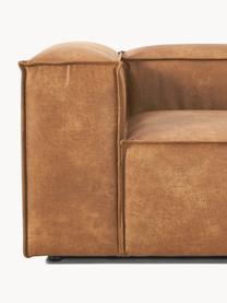 Modulaire XL chaise longue Lennon van gerecycled leer, Bekleding: gerecycled leer (70% leer, Frame: massief hout, multiplex, Poten: kunststof Dit product is , Leer bruin, B 357 x D 119 cm, armleuning links