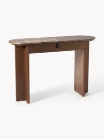 Console en bois avec plateau en marbre Zumi, Noyer laqué, brun marbré, larg. 120 x haut. 80 cm