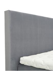 Premium fluwelen boxspring bed Lacey, Matras: 7-zones-pocketveringkern , Poten: massief gelakt beukenhout, Donkergrijs, 140 x 200 cm