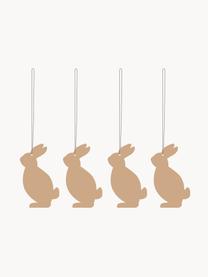 Decoratieve hangers Hare, 4 stuks, Gepoedercoat edelstaal, Nougat, B 4 x H 6 cm