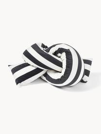 Gestreiftes Samt-Dekokissen Knot, Hülle: Samt (100 % Polyester, GR, Schwarz, Off White, B 145 x L 33 cm