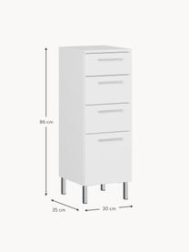 Bad-Midischrank Arvada, B 30 cm, Korpus: Spanplatte mit Melaminhar, Weiß, Silberfarben, B 30 x H 86 cm