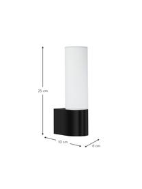 Wandlamp Cosenza met geïntegreerde stopcontact, Lampenkap: opaalglas, Zwart, wit, B 6 x D 10 cm