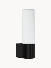 Bad-Wandleuchte Cosenza mit integrierter Steckdose, Lampenschirm: Opalglas, Schwarz, Weiß, B 6 x T 10 cm
