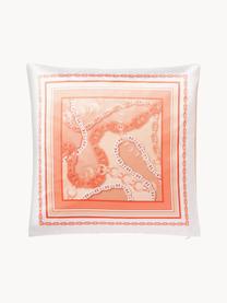 Housse de coussin 45x45 aspect soie Chiarina, 100 % polyester, Blanc, corail, larg. 45 x long. 45 cm