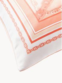 Housse de coussin 45x45 aspect soie Chiarina, 100 % polyester, Blanc, corail, larg. 45 x long. 45 cm