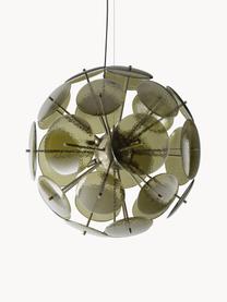 Suspension de verre Mireille, Vert olive, doré, larg. 55 x haut. 55 cm