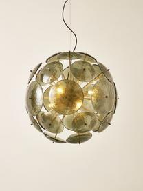 Lampa wisząca ze szkła Mireille, Oliwkowy zielony, odcienie złotego, Ø 55 x 55 cm
