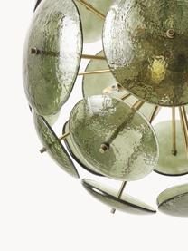 Lámpara de techo de vidrio Mireille, Pantalla: vidrio, Estructura: metal, Verde oliva, dorado, Ø 55 x Al 55 cm