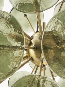 Suspension de verre Mireille, Vert olive, doré, larg. 55 x haut. 55 cm