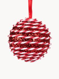 Boules de Noël Pop, 12 élém., Mousse, Rouge, blanc, Ø 8 cm