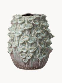 Ręcznie wykonany wazon z kamionki Rigo, Kamionka, Odcienie zielonego, odcienie brązowego, Ø 22 x W 24 cm