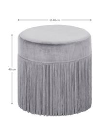 Pouf con frange grigio chiaro Adriana, Rivestimento: velluto, Frange: viscosa, Grigio chiaro, Ø 40 x Alt. 40 cm