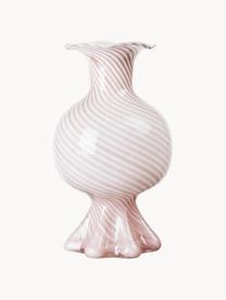 Vase en verre soufflé bouche Mella, Verre, soufflé bouche, Rose pastel, blanc, Ø 18 x haut. 30 cm
