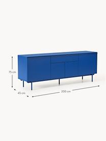 Credenza in legno Elona, Blu elettrico, Larg. 200 x Alt. 75 cm