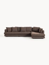 XL Bouclé-Ecksofa Tribeca, Bezug: Bouclé (93 % Polyester, 6, Gestell: Buchenholz, Kiefernholz, , Bouclé Dunkelbraun, B 326 x T 192 cm, Eckteil rechts