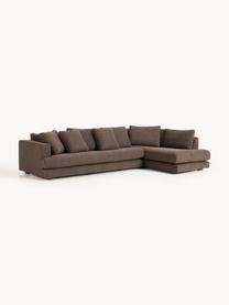 XL Bouclé-Ecksofa Tribeca, Bezug: Bouclé (93 % Polyester, 6, Gestell: Buchenholz, Kiefernholz, , Bouclé Dunkelbraun, B 326 x T 192 cm, Eckteil rechts