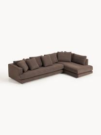 XL Bouclé-Ecksofa Tribeca, Bezug: Bouclé (93 % Polyester, 6, Gestell: Buchenholz, Kiefernholz, , Bouclé Dunkelbraun, B 326 x T 192 cm, Eckteil rechts