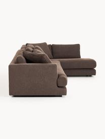 Sofa Bouclé XL Tribeca, Tapicerka: Bouclé (93% poliester, 6%, Stelaż: drewno bukowe, drewno sos, Nogi: drewno sosnowe Ten produk, Ciemnobrązowy Bouclé, S 326 x G 192 cm, prawostronna