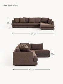 Sofa Bouclé XL Tribeca, Tapicerka: Bouclé (93% poliester, 6%, Stelaż: drewno bukowe, drewno sos, Nogi: drewno sosnowe Ten produk, Ciemnobrązowy Bouclé, S 326 x G 192 cm, prawostronna