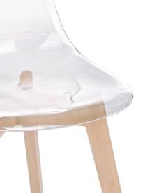 Sillas Easy, 2 uds., Asiento: plástico, Patas: madera de haya, Transparente, haya, An 51 x F 47 cm