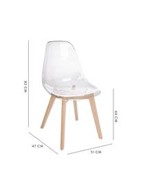 Priehľadná stolička Easy, 2 ks, Priehľadná, bukové drevo