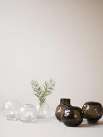 Glazen kandelaar Bos, Glas, Greige, semi-transparant, Ø 12 x H 10 cm