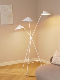 Neron driepoot vloerlamp in wit, Lampenkap: gepoedercoat metaal, Decoratie: vermessingd metaal, Wit, B 103 x H 170 cm