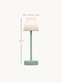 Lámpara de mesa LED para exterior regulable y táctil Lola, portátil, Pantalla: polipropileno, Blanco, verde menta, Ø 11 x Al 32 cm