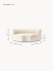 Rundes Bouclé-Eckmodul Sofia, Bezug: Bouclé (100 % Polyester) , Gestell: Fichtenholz, Spanplatte, , Bouclé Off White, B 190 x T 103 cm