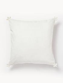 Housse de coussin 45x45 brodée avec détails de coquillages Tamir, Blanc crème, beige, larg. 45 x long. 45 cm