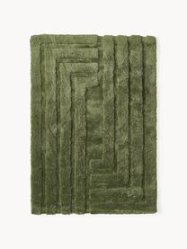 Puszysty dywan z długim włosiem z wypukłą strukturą Genève, Ciemny zielony, S 80 x D 150 cm (Rozmiar XS)
