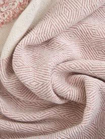 Plaid con motivo a rilievo Pimperlet, Cotone, Bianco latte, rosa, Larg. 125 x Lung. 150 cm