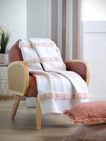 Plaid con motivo a rilievo Pimperlet, Cotone, Bianco latte, rosa, Larg. 125 x Lung. 150 cm