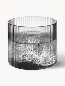 Verres à eau striés soufflés bouche Ripple, 4 pièces, Verre, soufflé bouche, Gris, transparent et haute brillance, Ø 8 x haut. 6 cm, 200 ml