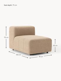 Modulo centrale in bouclè Lena, Rivestimento: bouclé (93% poliestere, 6, Struttura: legno di faggio, truciola, Piedini: plastica, Bouclé beige, Larg. 78 x Prof. 106 cm