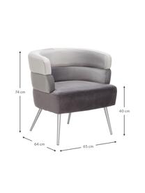 Samt-Sessel Sandwich im Retro-Design, Bezug: Polyestersamt, Beine: Metall, beschichtet, Samt Grau, B 65 x T 64 cm